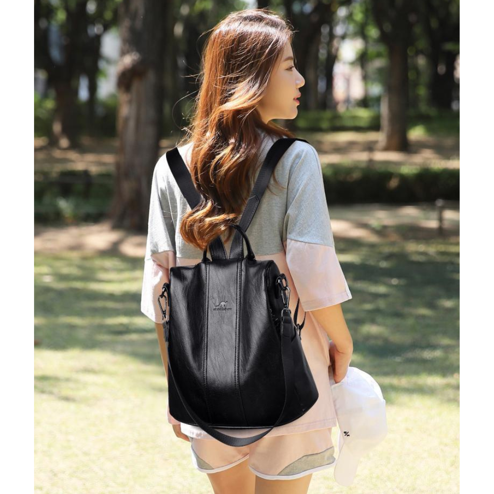 Women's Anti-Theft Leather Backpack