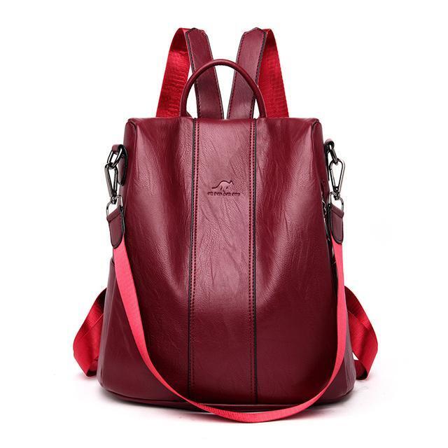 Women's Anti-Theft Leather Backpack