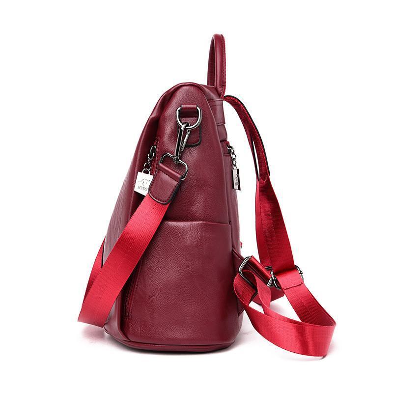 Women's Anti-Theft Leather Backpack