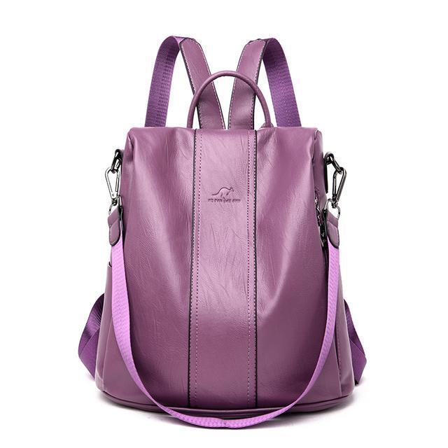 Women's Anti-Theft Leather Backpack