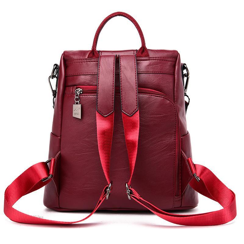 Women's Anti-Theft Leather Backpack